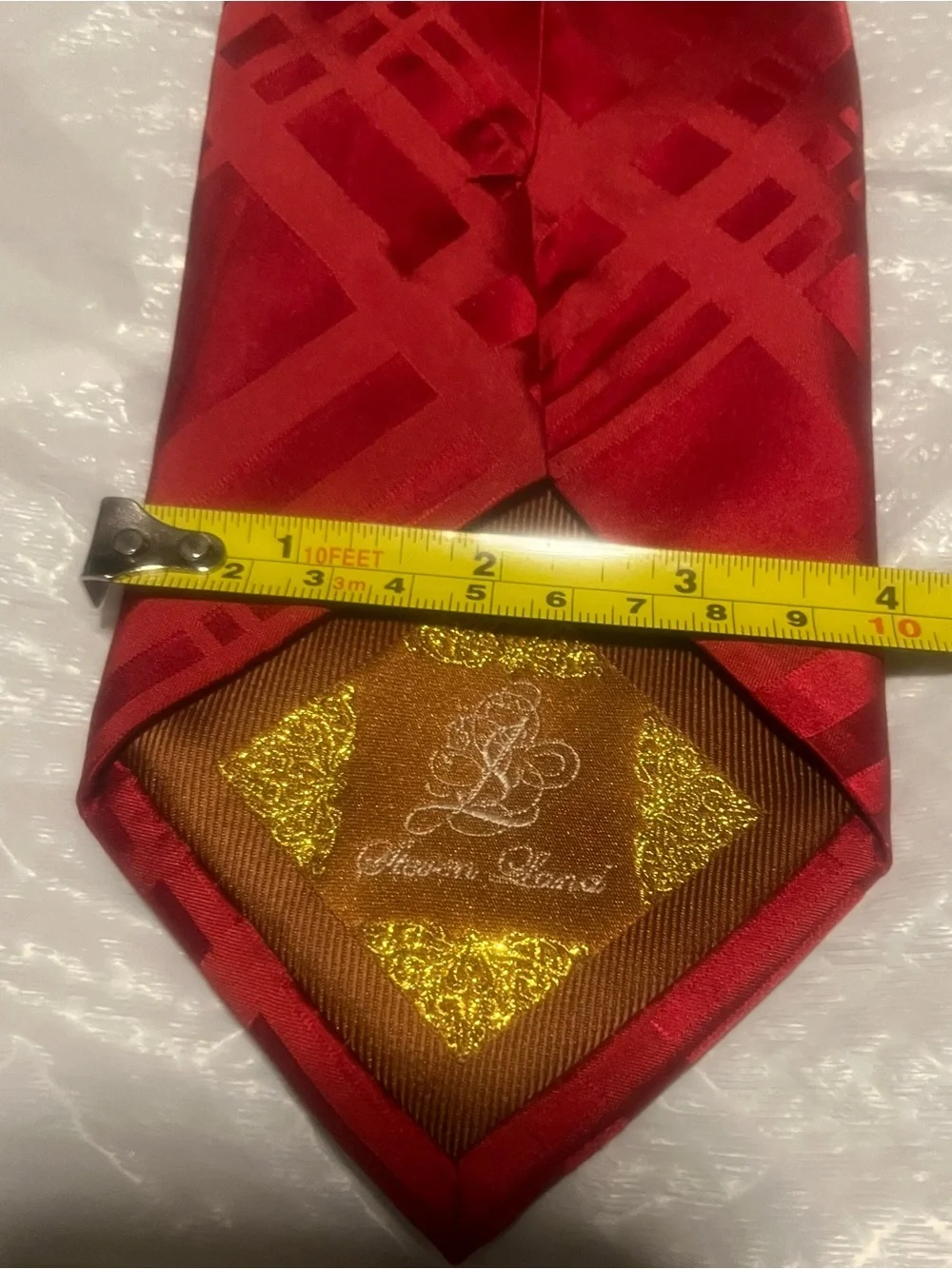 Steven Land Red Plaid Silk Tie
